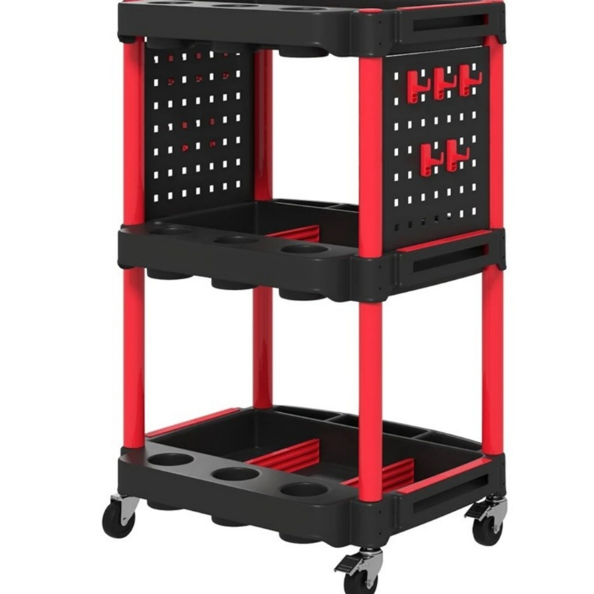 BlackTeck Tool Stands with 6 Removable Partitions and 10 Hooks — Multi-Functional Tool Cart, Compact Design, High Storage Capacity, Model# N2-412713